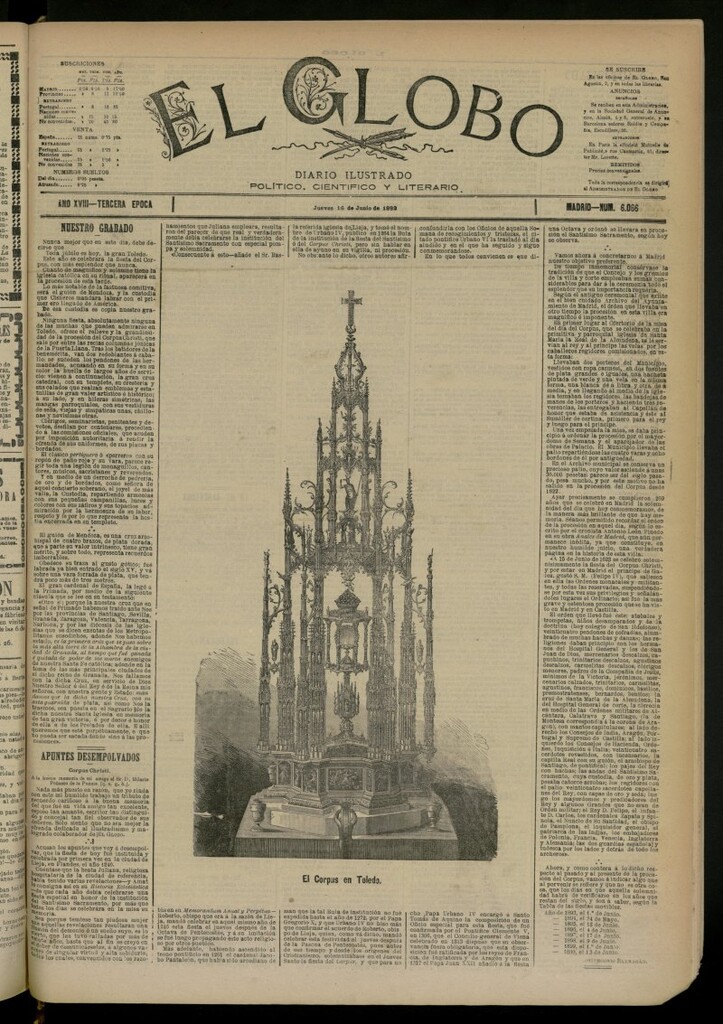Miniatura de El Globo : diario ilustrado del 16 de junio de 1892, nº 6066