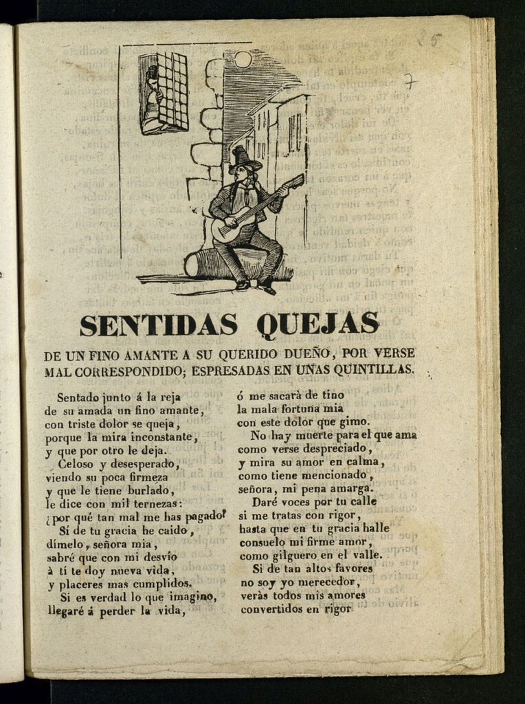 Miniatura de Sentidas quejas de un fino amante a su querido dueño por verse mal correspondido : expresadas en quintillas