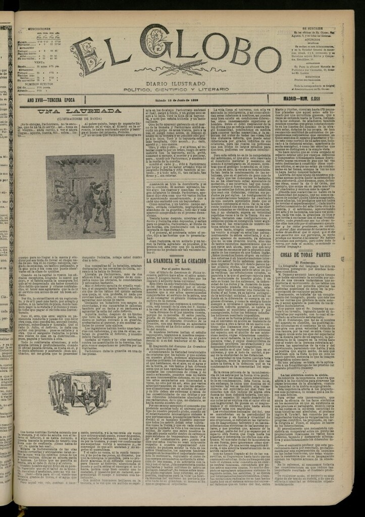 Miniatura de El Globo : diario ilustrado del 18 de junio de 1892, nº 6068