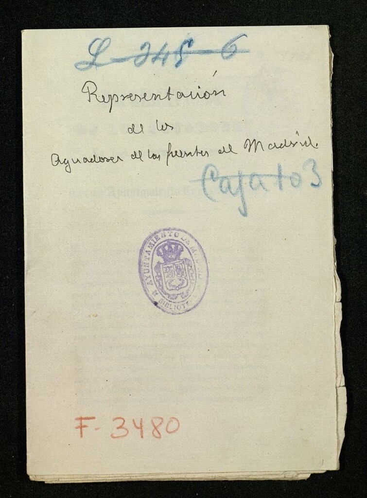 Miniatura de Representación de los aguadores de las fuentes de Madrid a su Excmo. Ayuntamiento Constitucional