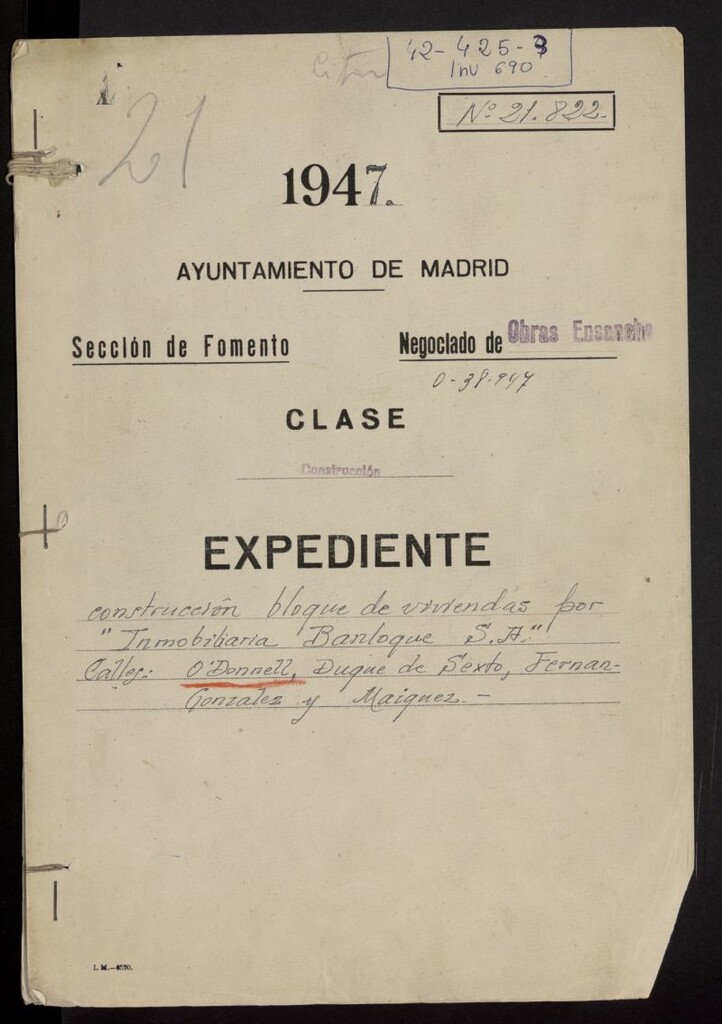 Miniatura de Expediente de obra para construcción en la calle Máiquez, 14