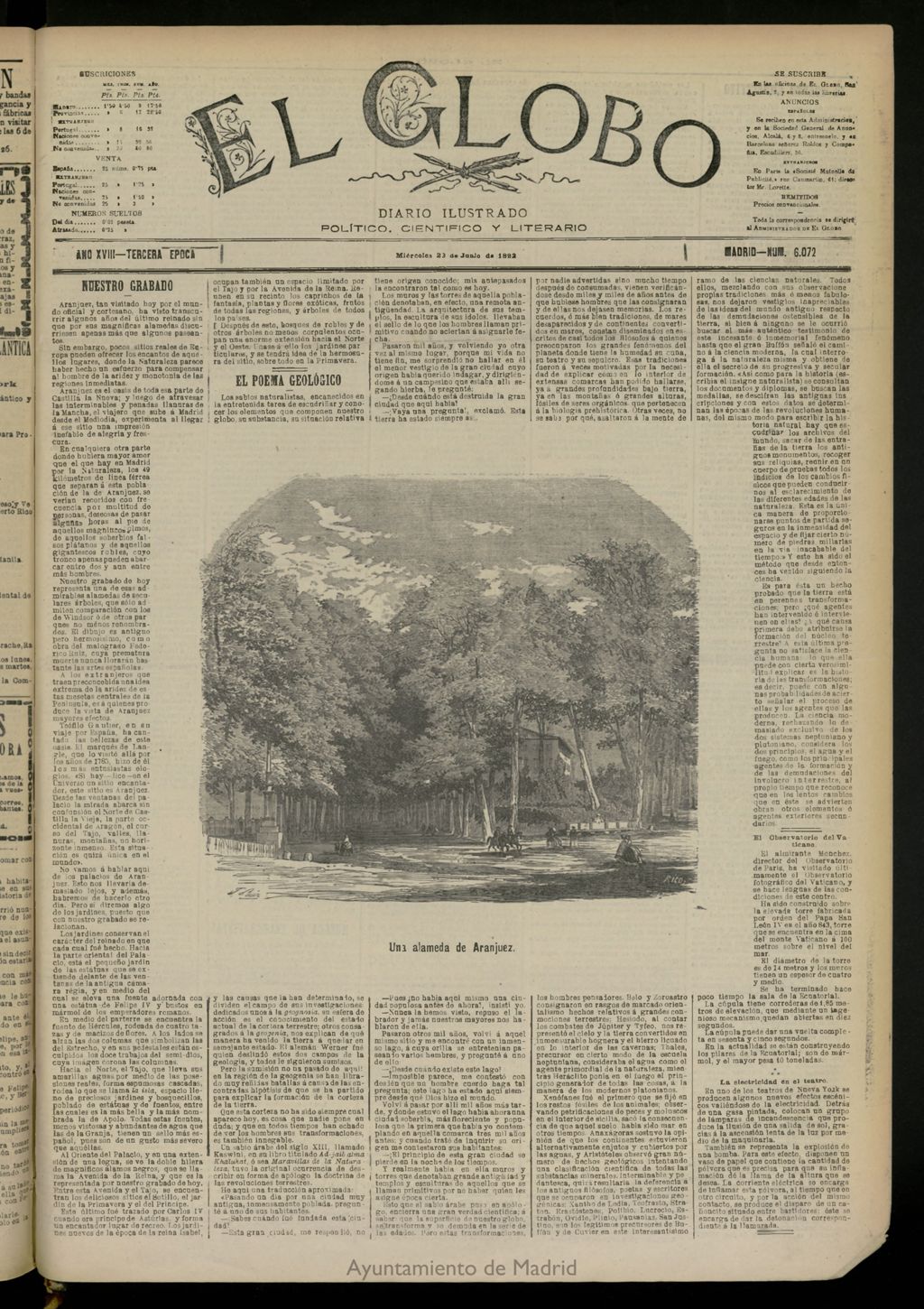 Miniatura de El Globo : diario ilustrado del 22 de junio de 1892, nº 6072