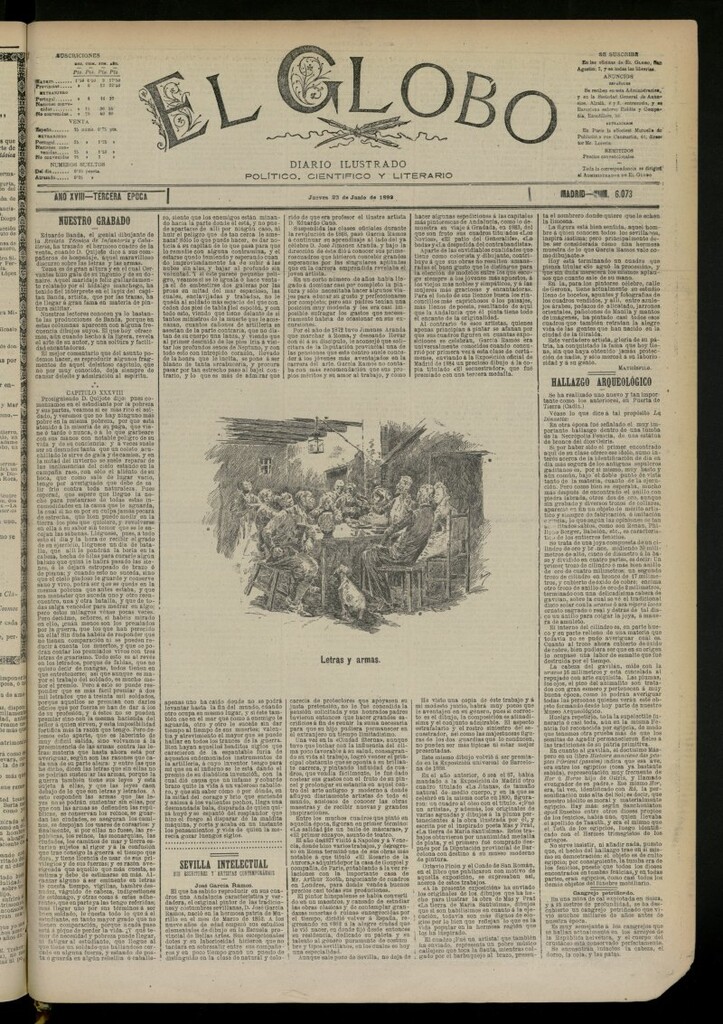 Miniatura de El Globo : diario ilustrado del 23 de junio de 1892, nº 6073