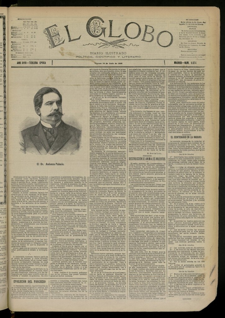 Miniatura de El Globo : diario ilustrado del 24 de junio de 1892, nº 6074
