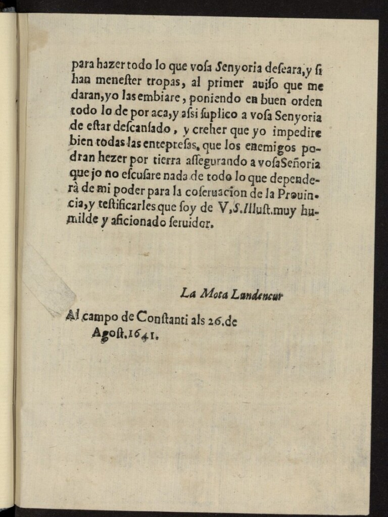 Miniatura de Relacio verdadera de una carta que lo excelen.MUSUR de la Mota ha enviat als molt Illust. señors Consellers, donantlos noticia de la presa, y