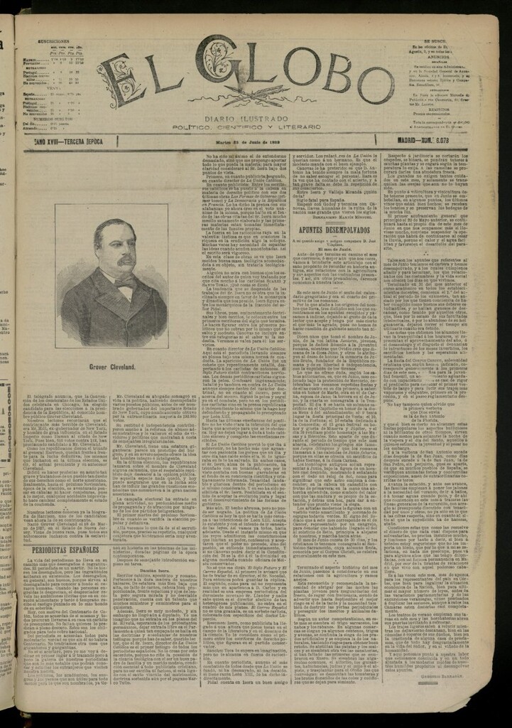 Miniatura de El Globo : diario ilustrado del 28 de junio de 1892, nº 6078