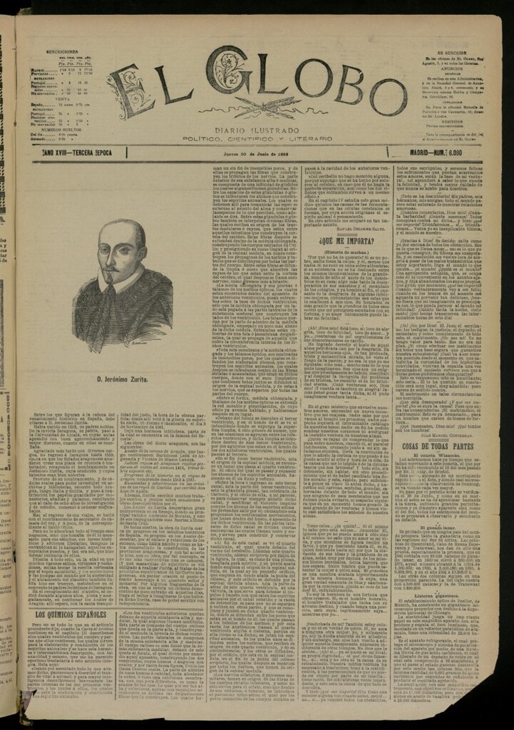 Miniatura de El Globo : diario ilustrado del 30 de junio de 1892, nº 6080