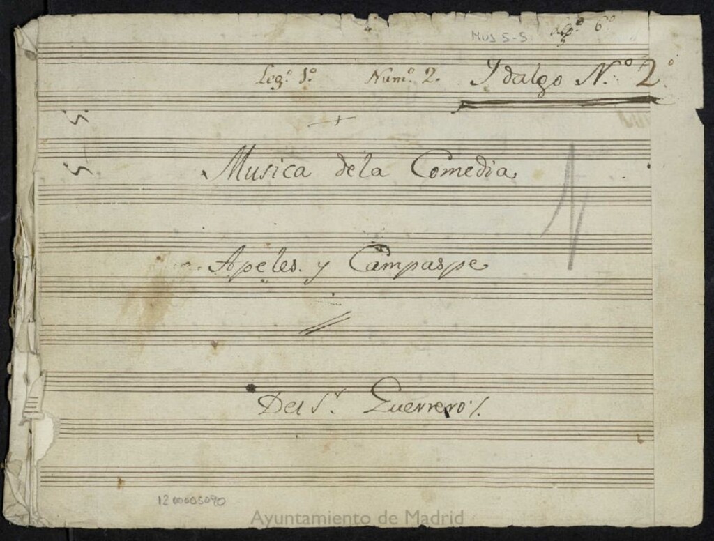 Miniatura de Música de la comedia Apeles y Campaspe