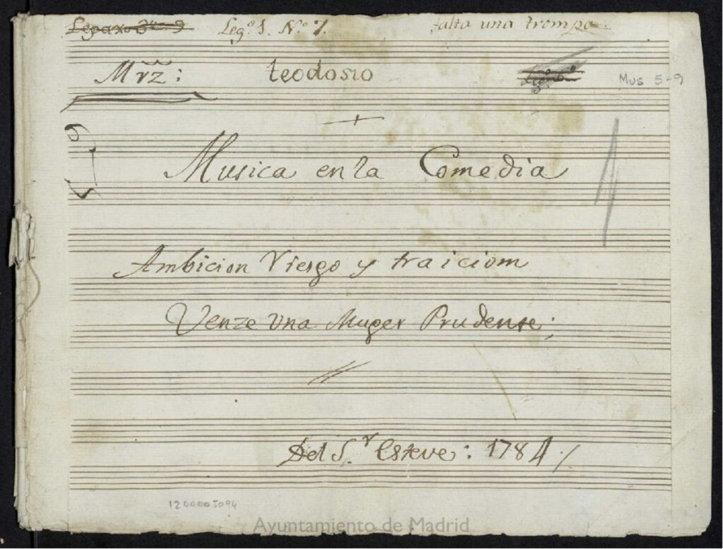 Miniatura de Música de la comedia : Ambición, riesgo y traición venze una muger prudente [sic.]
