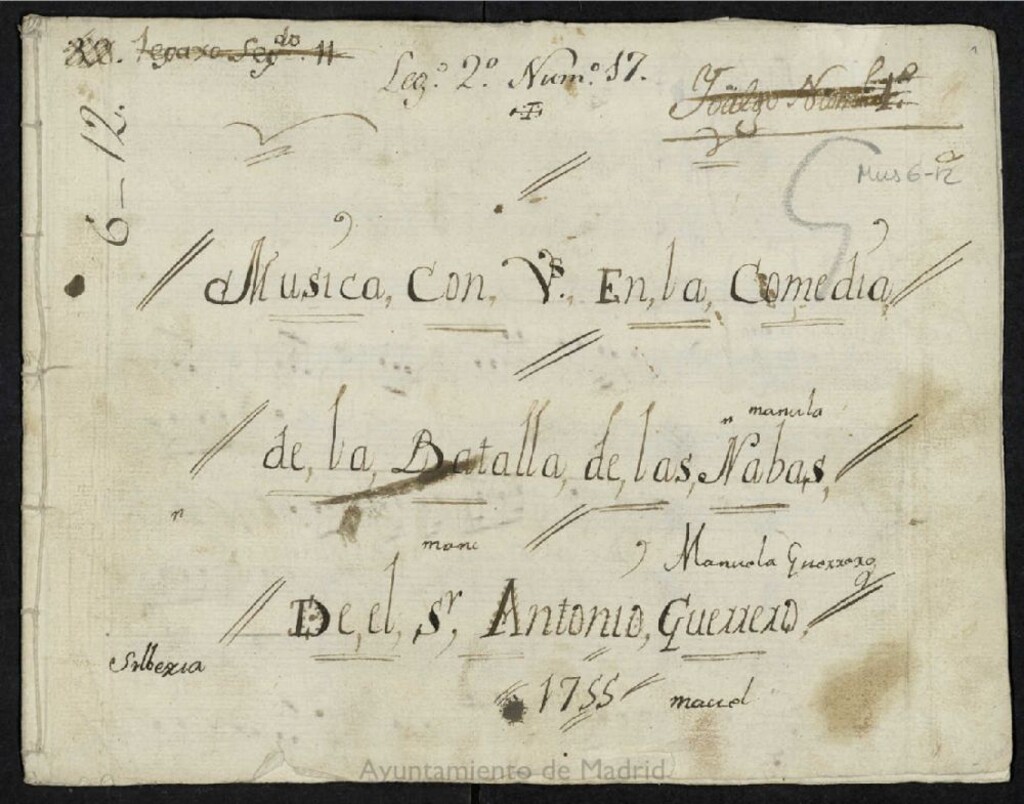 Miniatura de Música con violines en la comedia de La batalla de las Nabas