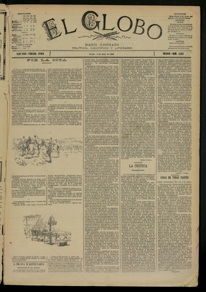 Miniatura de El Globo : diario ilustrado del 2 de julio de 1892, nº 6082