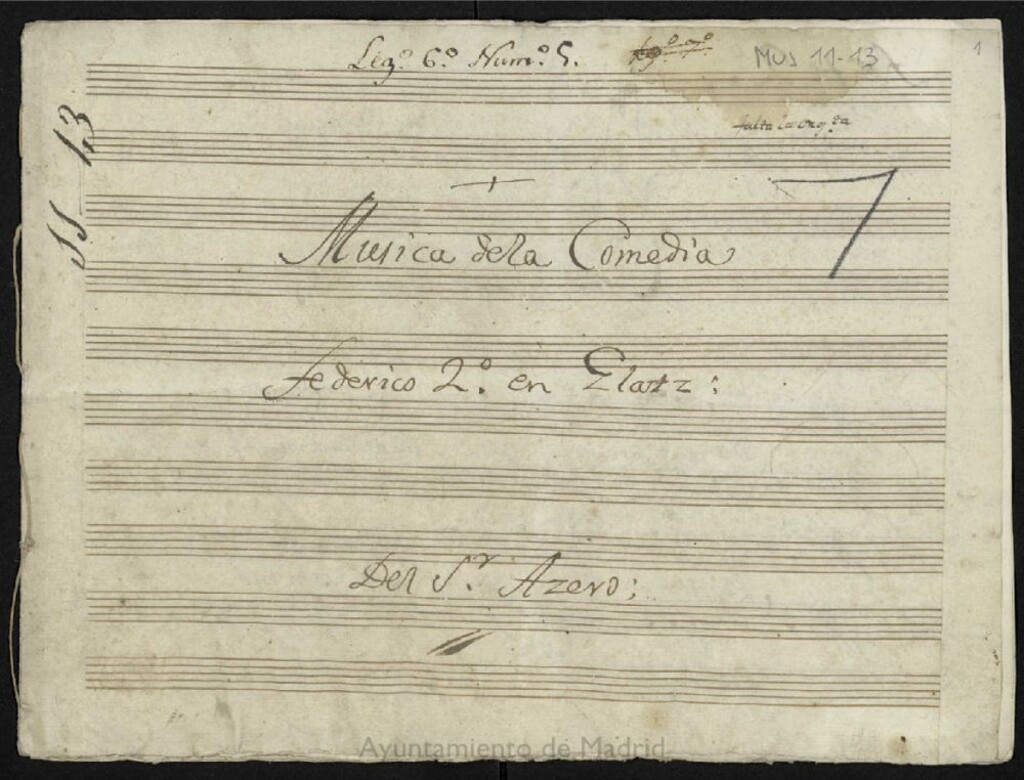 Miniatura de Musica de la comedia Federico 2º en Glatz