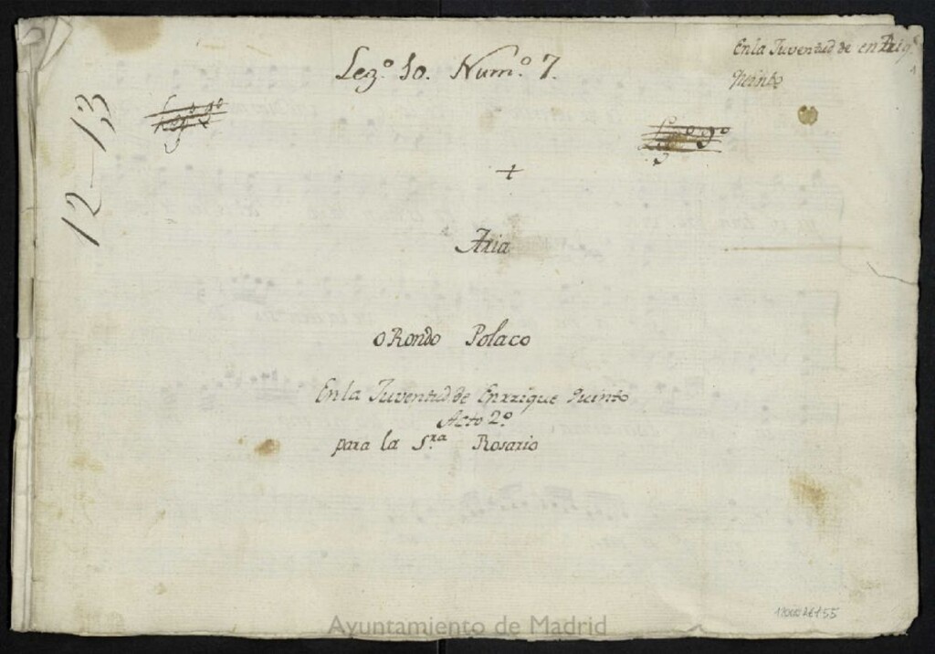 Miniatura de Musica de la comedia Federico 2º en Glatz