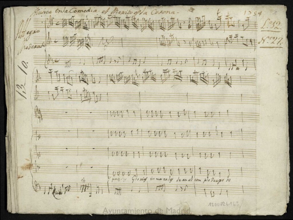 Miniatura de Musica en la comedia El merito es la Corona: