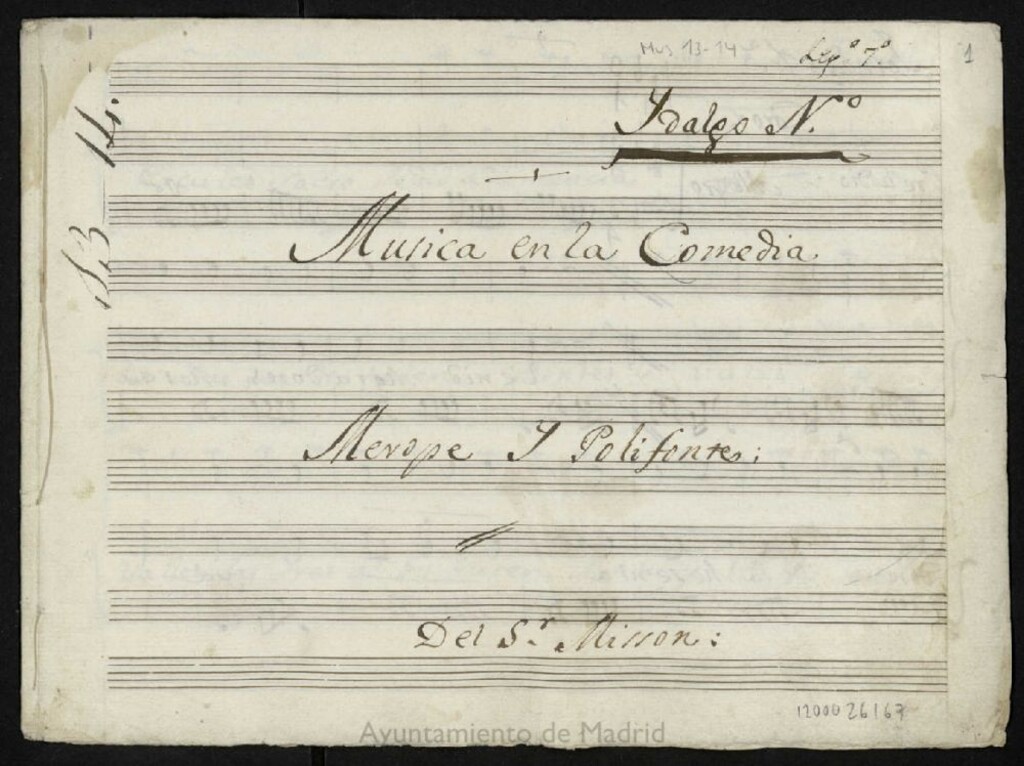 Miniatura de Musica en la comedia Merope y Polifonte