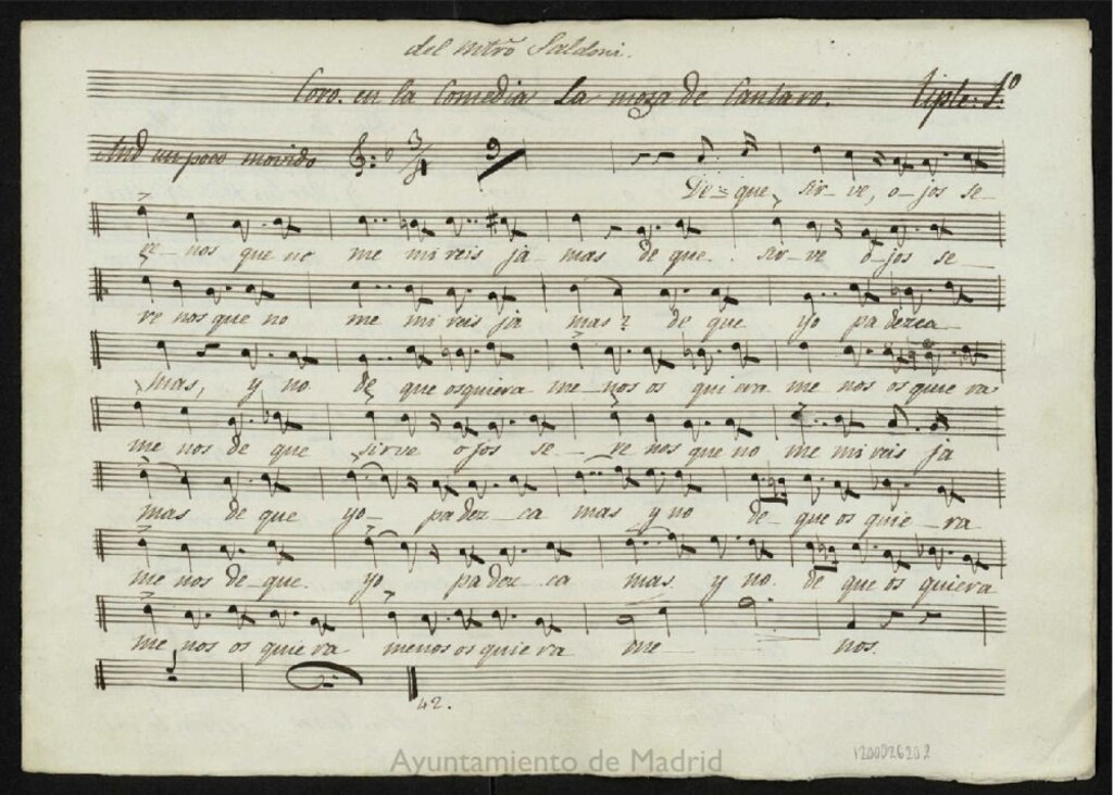 Miniatura de Coro en la comedia la moza de cantaro