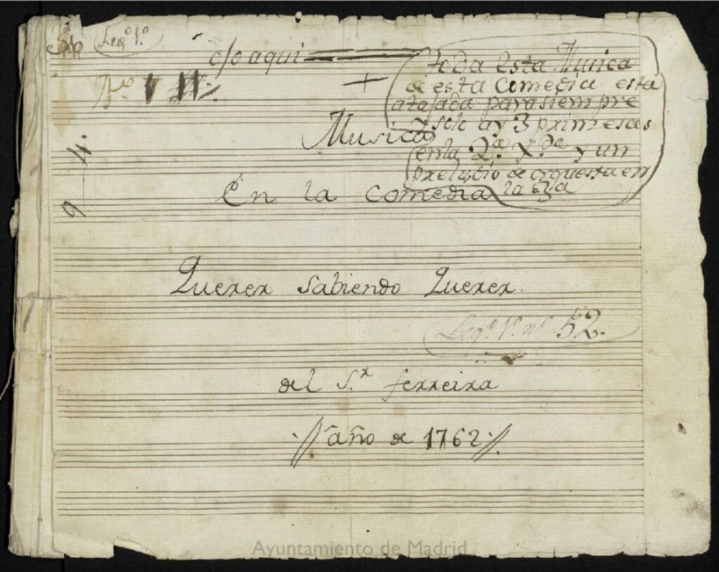 Miniatura de Musica en la comedia Querer sabiendo querer