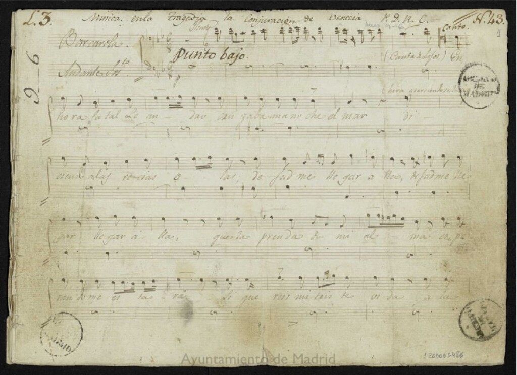 Miniatura de Musica en la tragedia La Conjuracion de Venecia