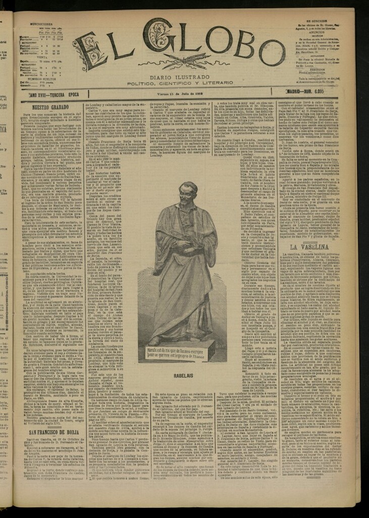 Miniatura de El Globo : diario ilustrado del 15 de julio de 1892, nº 6095