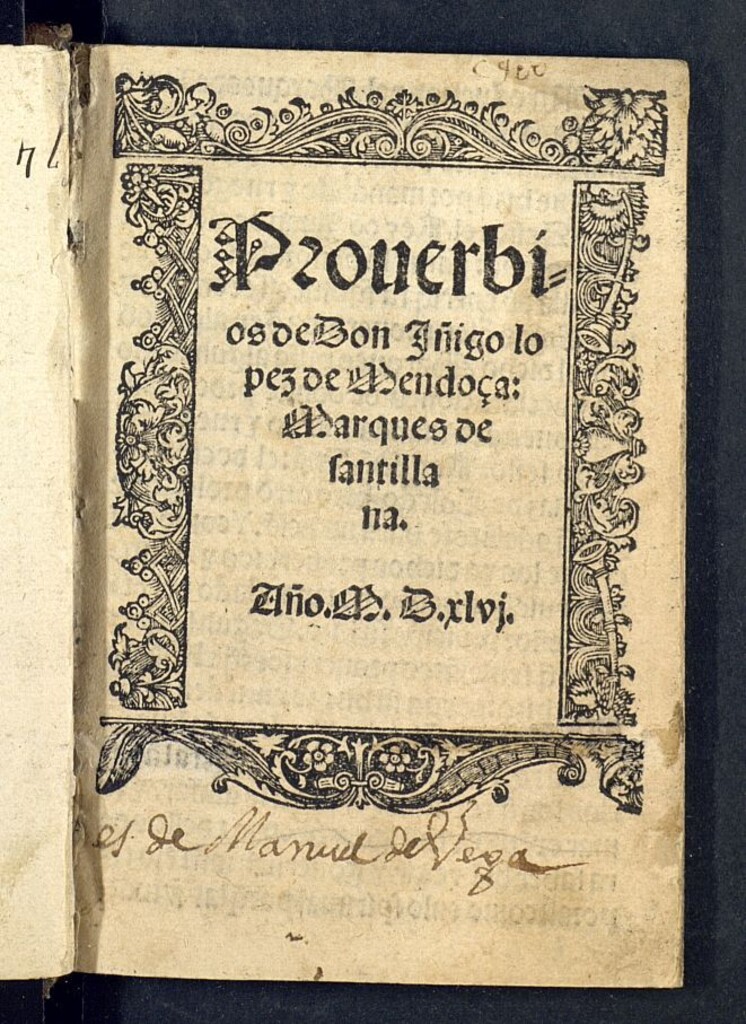 Miniatura de Prouerbios de Don Iñigo lopez de Mendoça, Marques de santillana