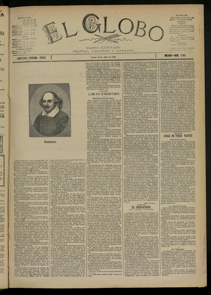 Miniatura de El Globo : diario ilustrado del 18 de julio de 1892, nº 6098