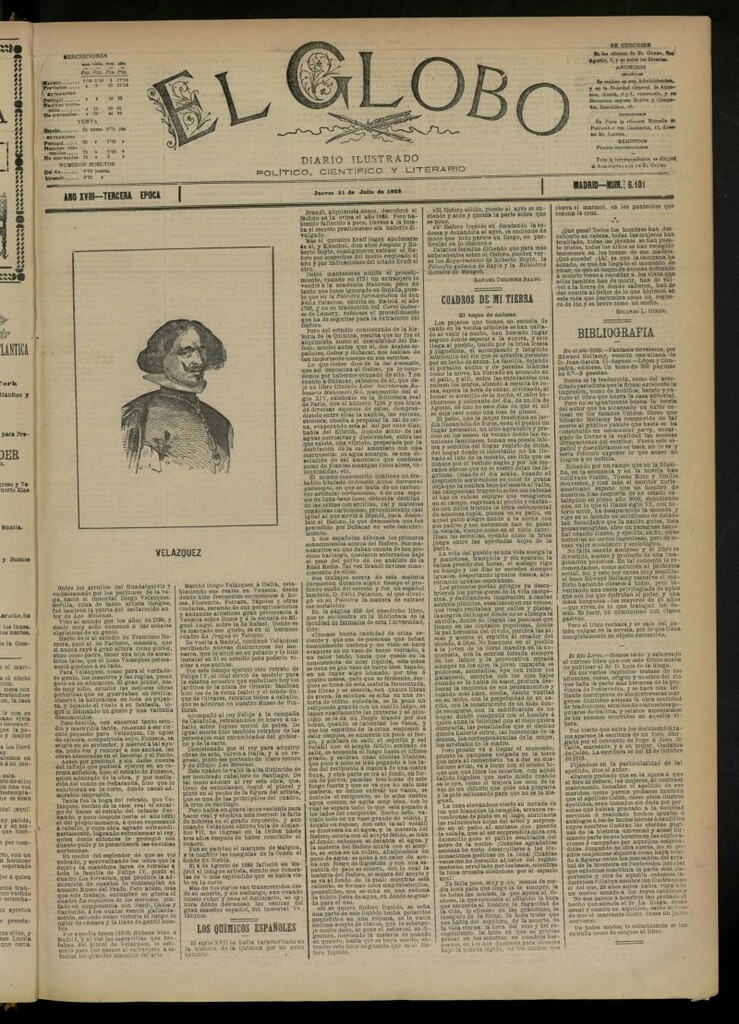 Miniatura de El Globo : diario ilustrado del 21 de julio de 1892, nº 6101