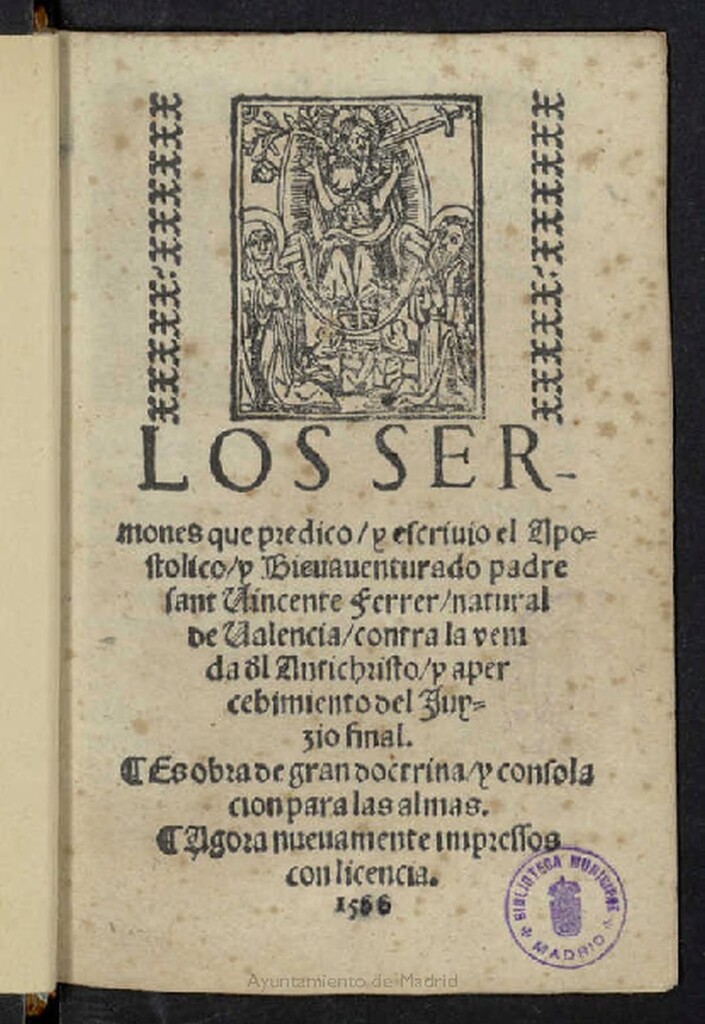 Miniatura de Sermones de sant Vicente Ferrer ; en los quales se trata de la venida del Antichristo, y Iuycio final