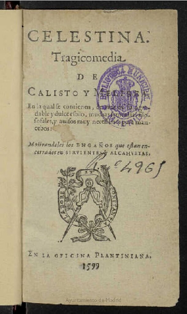Miniatura de Celestina : Tragicomedia de Calisto y Melibea : En la qual se contienen, de mas de su agradable y dulce estilo, muchas sententias filosofales