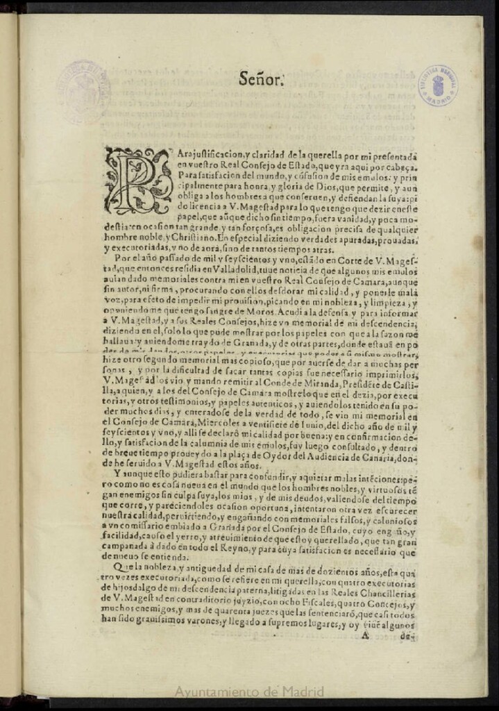 Miniatura de Memorial sobre la nobleza y ascendencia de D. Diego Fustero, médico de Granada