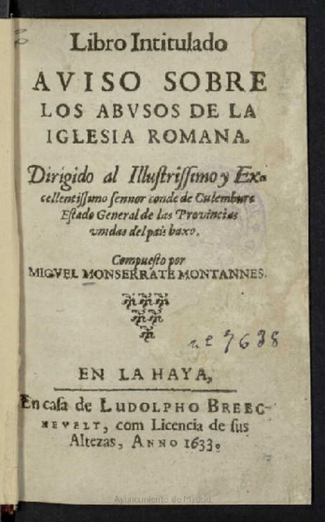 Miniatura de Libro intitulado Aviso sobre los abusos de la Iglesia Romana