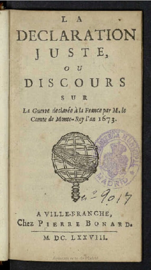 Miniatura de La declaration juste, ou Discours sur la guerre declarée à la France par M. le Comte de Monte-Rey l'an 1673