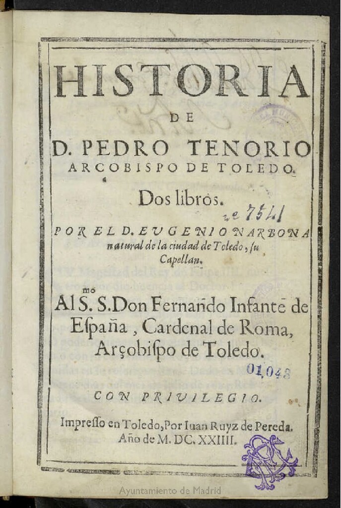 Miniatura de Historia de D. Pedro Tenorio, Arzobispo de Toledo: dos libros