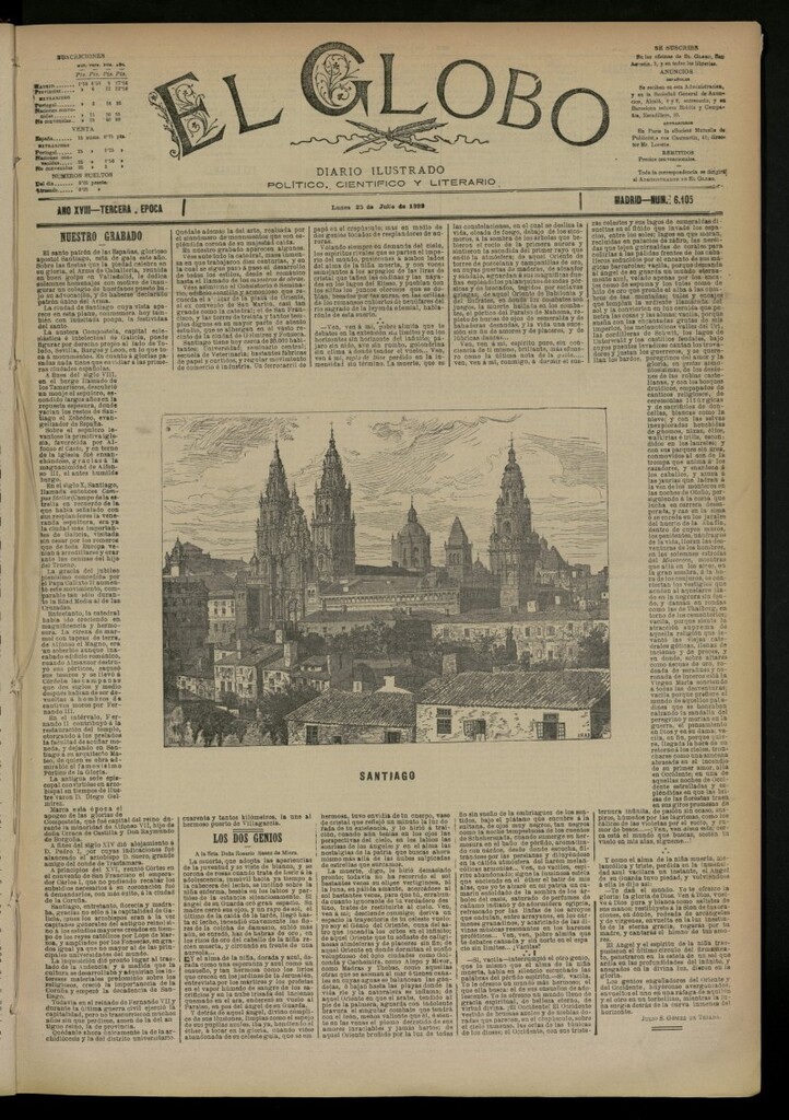 Miniatura de El Globo : diario ilustrado del 25 de julio de 1892, nº 6105