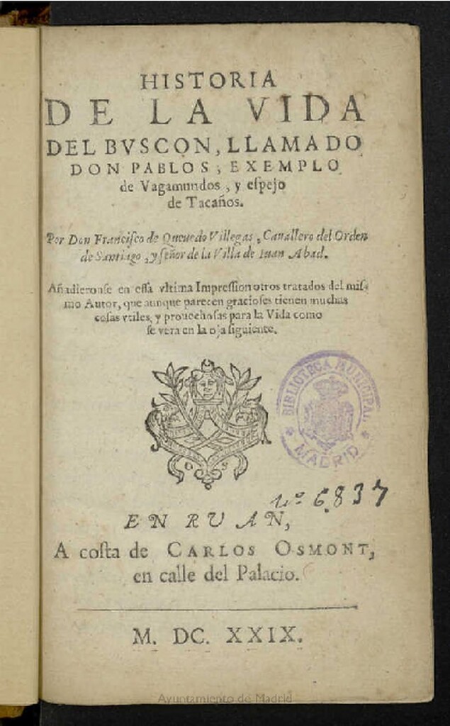 Miniatura de Historia de la vida del Buscon, llamado Don Pablos