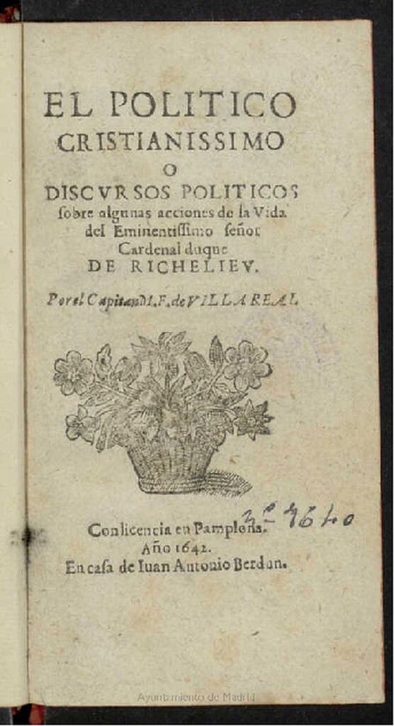 Miniatura de Epítome genealógico del Eminentíssimo Cardenal Duque de Richelieu y discursos políticos sobre algunas acciones de su vida