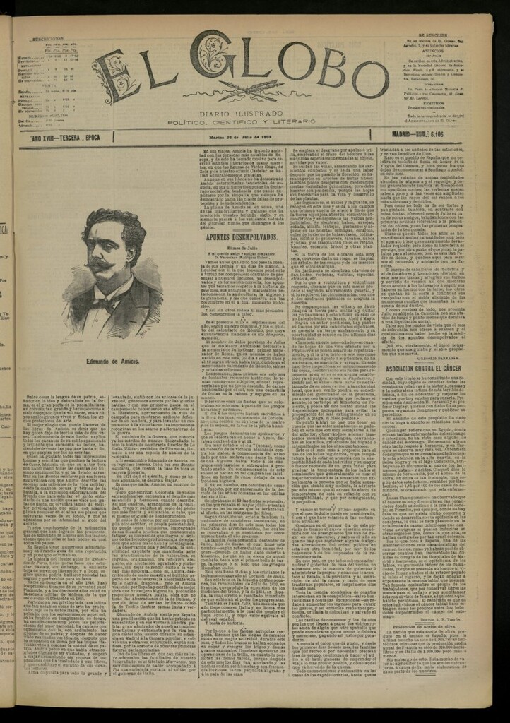 Miniatura de El Globo : diario ilustrado del 26 de julio de 1892, nº 6106