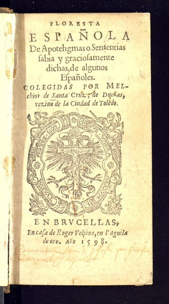 Miniatura de Floresta española de Apotehgmas [sic] o Sentencias, sabia y graciosamente dichas, de algunos Españoles