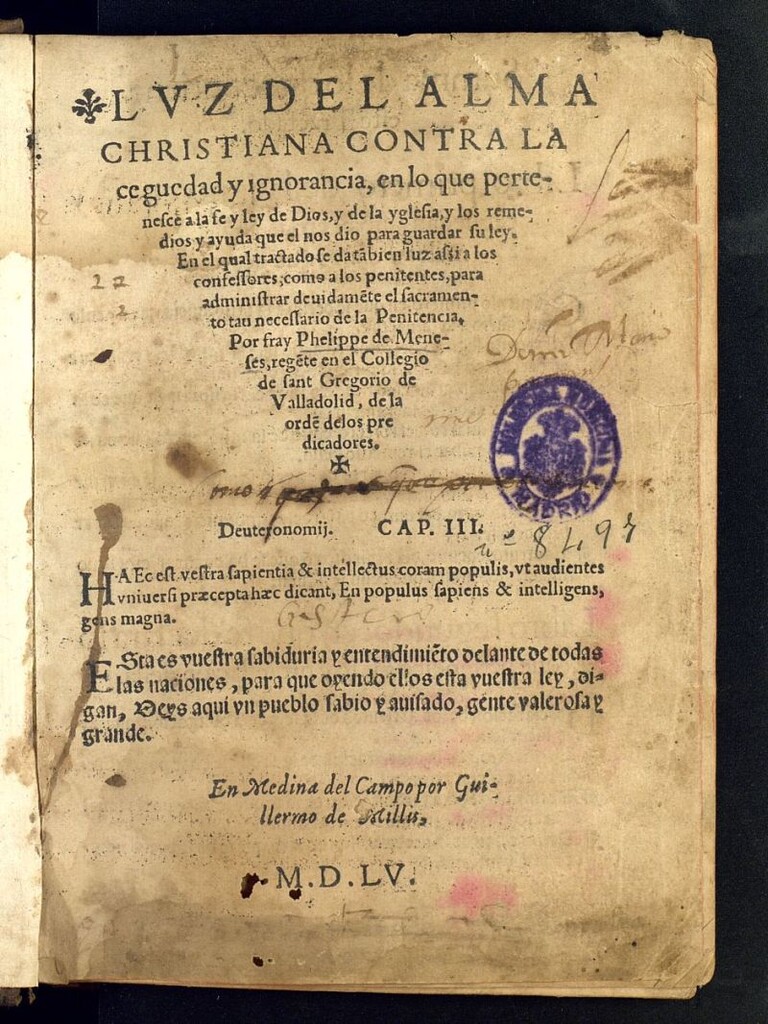 Miniatura de Luz del alma christiana contra la ceguedad y ignorancia ... : En el qual tractado se da ta[m]bien luz assi a los confessores, como a los penitentes, para administrar deuidame[n]te el sacramento ... de la Penitencia