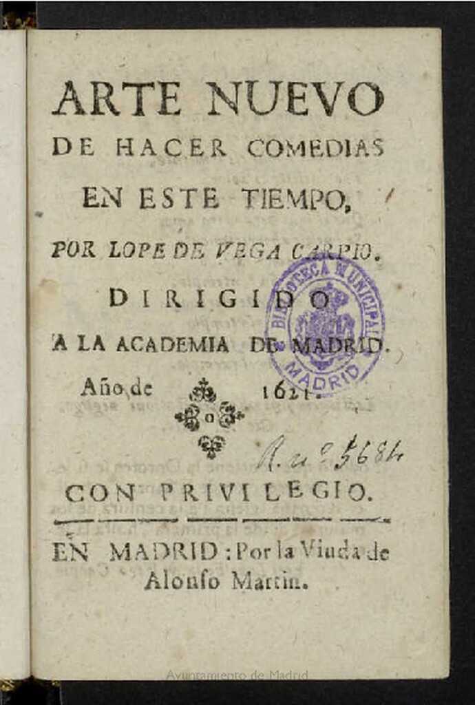 Miniatura de La Dorotea : accion en prosa  por Frfy [sic] Lope Feliz de Vega Carpio ... ; añadidos en esta impression el Arte nuevo de hacer comedias ; vn Catálogo de las obras que este autor escrivió y otro de varios libros de diversion ; segunda parte