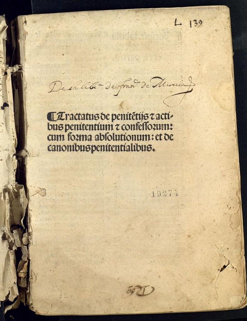 Miniatura de Tractatus de penite[n]tijs et actibus penitentium et confessorum, cum forma absolutionum et de canonibuspenitentialibus
