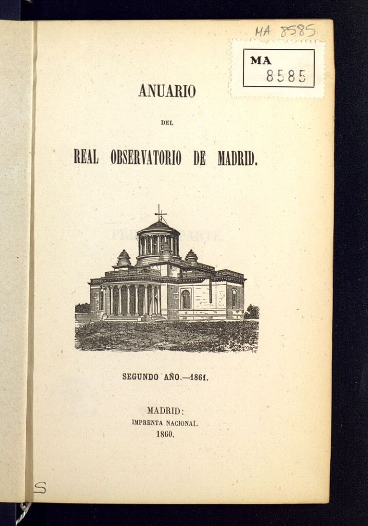 Miniatura de Anuario del Real Observatorio Astronómico de Madrid : segundo año : 1861