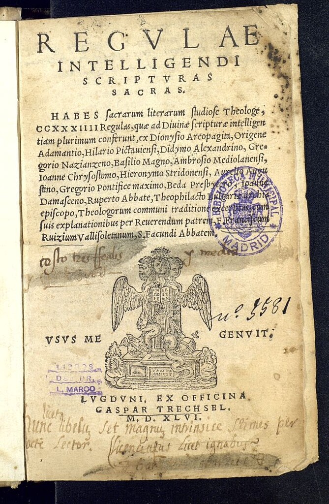 Miniatura de Regulæ intelligendi scripturas sacras : Habes Sacrarum literarum studiose Theologe, CCXXIIII Regulas, quae ad Diuinae scripturae intelligentiam plurimum conferunt, ex Dionysio Areopagita, Origine Adamantio ... Theoloorum communi traditione excerptas