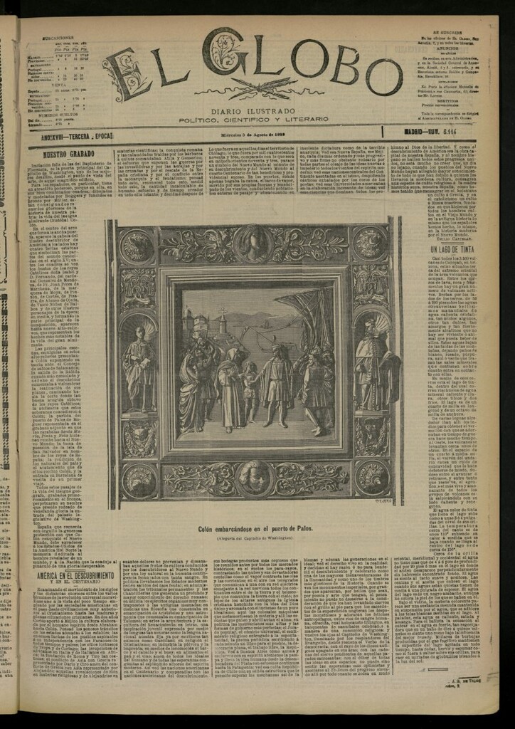 Miniatura de El Globo : diario ilustrado del 3 de agosto de 1892, nº 6114
