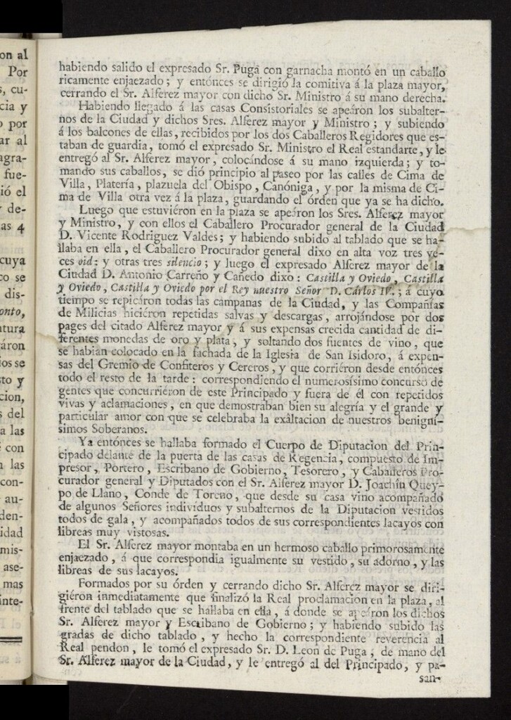 Miniatura de Relacion del modo con que se executó en la ciudad de Oviedo, capital del Principado de Asturias, la Real proclamacion de nuestros católicos monarcas, el domingo 10 de enero de 1790