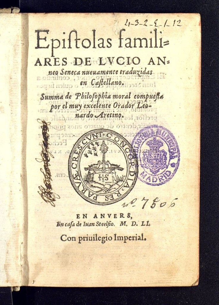 Miniatura de Epistolas familiares de Lucio Anneo Seneca