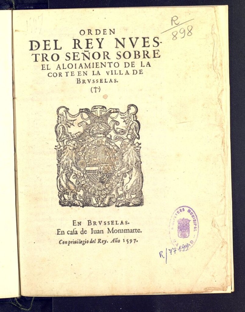 Miniatura de Orden del Rey nuestro Señor sobre el aloiamiento de la Corte en la villa de Brusselas