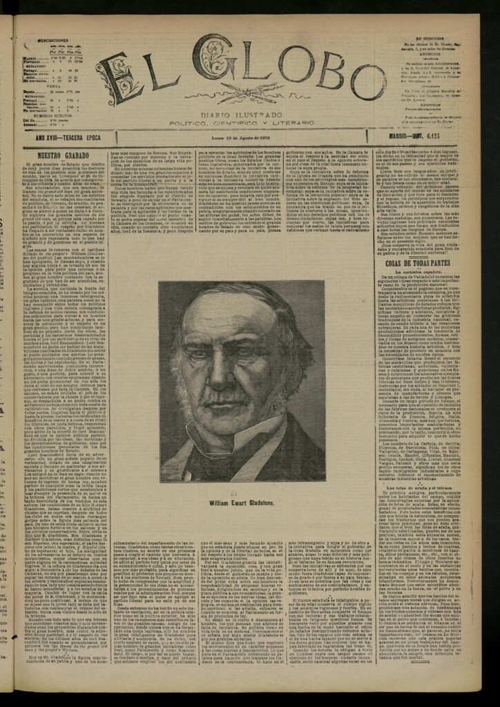Miniatura de El Globo : diario ilustrado del 15 de agosto de 1892, nº 6126