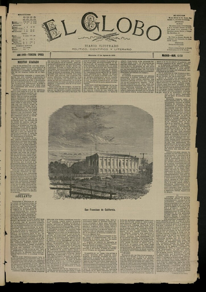 Miniatura de El Globo : diario ilustrado del 17 de agosto de 1892, nº 6128