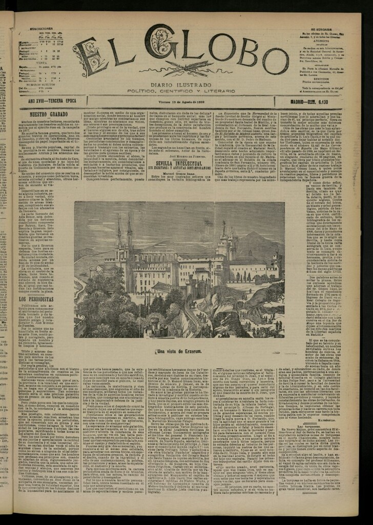 Miniatura de El Globo : diario ilustrado del 19 de agosto de 1892, nº 6130