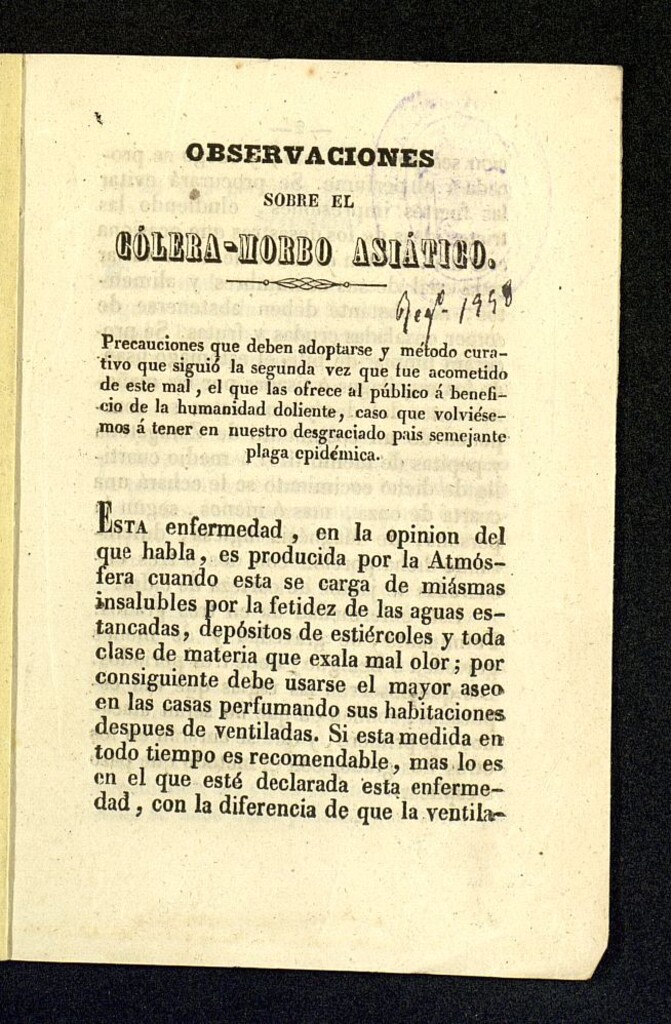 Miniatura de Observaciones sobre el cólera-morbo asiático